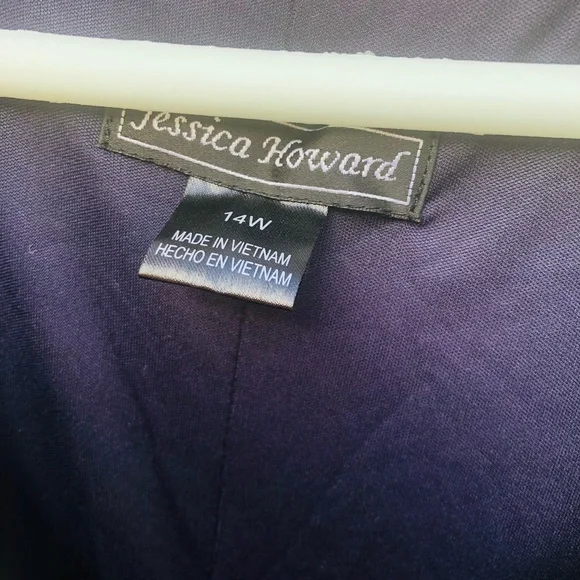 Jessica Howard Black and White Polka Dot Dress with Green Floral Hem Size 14W - Picture 4 of 8